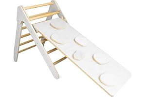 PEKIEDO SWEETME Triangolo Montessori Bianco per Bambini con Scivolo e Arrampicata, Richiudibile in Legno Naturale, Giochi Educativi per Bambini, Metodo Montessori