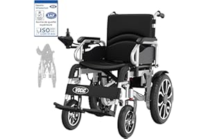 VOCIC Fauteuil roulant electrique pliable leger pour 150KG,30KM fauteuil handicapés électrique Stable,Chaise roulante électrique avec 40CM pneus gonflables amortisseurs,Garantie 5 ans|Argenté