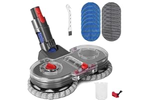 Homore Tête de Vadrouille Electrique pour Dyson V7 / V8 / V10 / V11 / V15 /V12 Slim Aspirateur, Sol électrique avec Réservoir d'eau Amovible et 12 Vadrouilles Lavables (Gris). (V7/V8/V10/V11/V15)