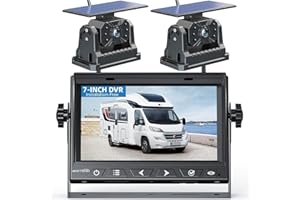 VASTEND Solaire Caméra de Recul sans Fil, 7" 10000mAh Caméra Magnétique à Batterie Rechargeable, 170° Grand Angle, Installation de Bricolage, pour Camions, Camping Car, Caravane