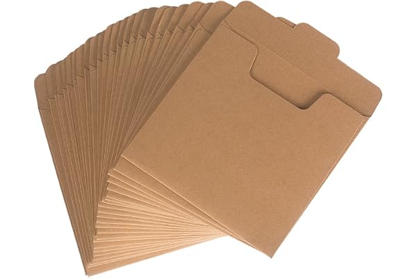 Benail 50 pcs Kraft DVD Sleeve CD enveloppes en Papier Kraft Carton 12,7 x 12,7 cm (12.7 cm x 12.7 cm)