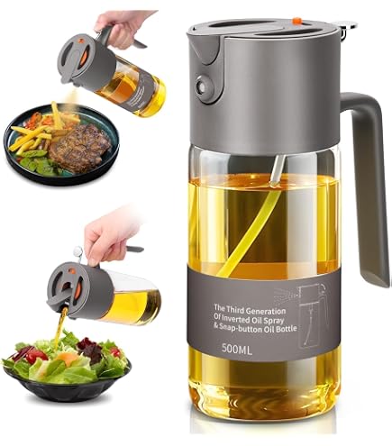 2-in-1 Olivenöl Spender & Sprüher – 540 Ml, Aus Glas, Für Luftfritteuse, Grill & Salat (Beige)