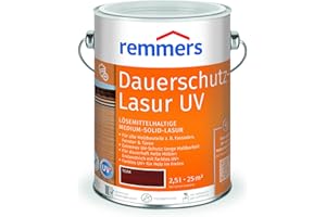 Remmers Dauerschutz-Lasur UV teak, 2,5 Liter, Dekorative Medium-Solid-Lasur für Außen, auch für helle Farbtöne und farblos UV+, wetterbeständig