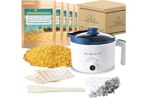 Ksedcon Beeswax Candle Making Kit with Electric Wax Melter for Adult, Beeswax for Candle Making and DIY Art&Craft, Including Wax Melting Pot, 5lbs Beewswax, Cotton Wick, Wick Stickers