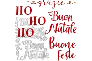 BETESSIN 4pz Fustelle Stencil Cutting Dies Buon Natale Buone Feste Grazie Ho Ho in Italiano per Biglietti d'Inviti Cartolina Auguri Fustelle Natalizie Cutting Dies Goffratura Scritta Festa di Natale