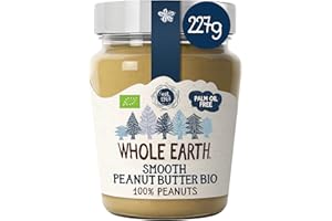 Whole Earth Crema di Arachidi Cremosa, Crema Spalmabile 100% Arachidi Biologiche, Fonte Naturale di Proteine Vegetali, Senza Glutine, Senza Olio di Palma, Vegan, Confezione da 227g