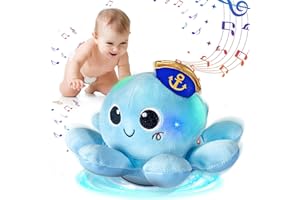 MOJINO Jouet Bebe 2 an, Cadeau Bebe Enfant Fille Garcon, Peluche Musical Jouets D'Éveil à Partir, Trotteur Bébé Garçon, Bleu