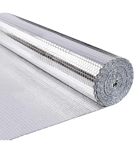 VEVOR Dubbele reflecterende isolatierol, schuimkern stralende barrière, 5.5mm 48 x 50ft, Dubbelzijdige Aluminiumfolie EPE-schuim Warmte Reflecterende Shield, Thermische Isolatie Roll voor Venster RV VEVOR Dubbele reflecterende isolatierol, schuimkern stralende barrière, 5.5mm 48 x 50ft, Dubbelzijdige Aluminiumfolie EPE-schuim Warmte Reflecterende Shield, Thermische Isolatie Roll voor Venster RV