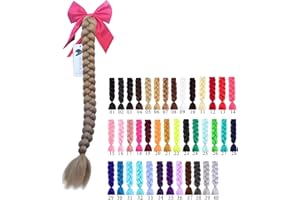 3T-SISTER Helmet Pigtails for Motorcycle Helmet Bicycle Helmet Ski Helmet Braids Hair Synthetic Pony Tails with Bow Knot Decoration 22Inch (40 Colors to Choose)