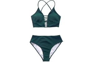 CUPSHE Damski zestaw bikini wycięcie sznurowane bikini strój kąpielowy wysoki krój dwuczęściowy strój kąpielowy stroje kąpielowe