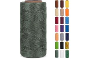 LEREATI Waxed Thread, 284 Yards 150D 0.8mm Leather Sewing Thread Flat Waxed Cord, Leather Repair Weave String for Stitching Sewing, Bookbinding, Bracelets, DIY Crafts (Gray)