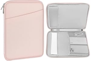 MoKo 12.9 Inch Tablet Sleeve Bag, Compatible with iPad Pro 12.9 M2 2022/2021/2020/2018/Pro 12.9 2017, Surface Laptop Go 12.4", Galaxy Tab S8+ 12.4", Waterproof Bag Carrying Case with Pocket, Pink