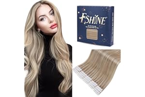 Fshine Extension Capelli Umani Biadesive 30g 30CM Lisci Extension Remy Biadesive Capelli Highlight Biondo Cenere Con Biondo Candido Tape Real Human Hair Extension Brasiliani #18P613