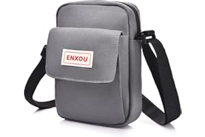 ENXOU Waterproof One Shoulder Bag Messenger Bag Side Bag Crossbody Bag for Working Shopping School Fishing Camping Hiking Daily Use for Men Women Boys Girls (Grey)