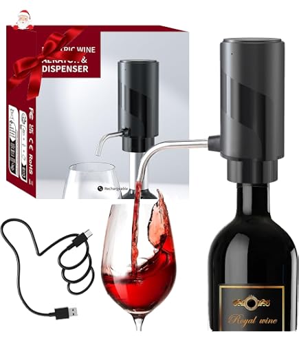 Aérateur De Vin Automatique Primaris - Décanteur Électrique Avec Lumière Rouge - Oxydation Rapide - Noir Élégant
