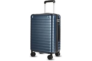 YOETEY Valigia Cabina in Policarbonato, Guscio Rigido con Ruote Girevoli Silenziose a 360° e Lucchetto TSA, Blu, 56x36x24 cm