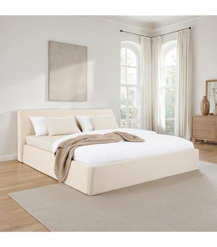 IDIMEX Polsterbett PATERNA 180x200cm Beige - Modernes Doppelbett Mit Lattenrost