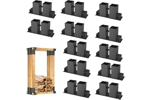 YRHome Holzstapelhilfe Feuerverzinkt stabile Holz Stapelhilfe Stapelhilfe Holzstapelhalter Brennholz Kaminholz Gestell Holz (12 Stück)