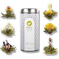 tea exclusive - Teeblumen-Mix "Flower Fantasy", 6 verschiedene Teeblumen in schoener Metalldose, mit Foto-Booklet und…