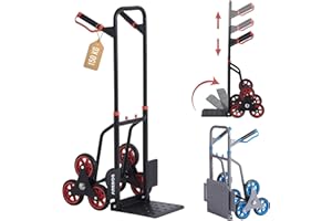 ‎AREBOS Arebos Treppenkarre Sackkarre | Treppensackkarre klappbar | Treppensteiger mit Hartgummireifen & Stahlrahmen | Transportkarre Staplerkarre | Transportwagen für Umzug & schwere Gegenstände | Schwarz