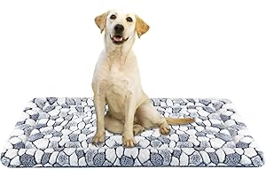 VANKEAN Élégant Tapis de Cage pour Chien réversible, Tapis de Couchage Doux pour Animal de Compagnie Convient pour Les Chiens et Chats de Petite et Grande Taille Lavable en Machine Motif Pierre Grise