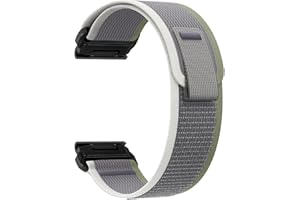 ZoRoll 22mm QuickFit Correa para Garmin Fenix 7 Pro/Fenix 7 / Fenix 6 Pro/Fenix 6 / Fenix 5 Plus/Fenix 5, Elasticity Pulsera de Nailon con Velcro para Garmin Epix (Gen 2) / Epix - Verde&Gris
