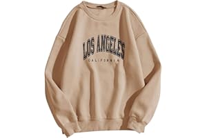 HZMM Casual LOS ANGELES Sweatshirt Printed Crewneck Cotton Long Sleeve Tops Ladies Sweatshirt Club Basic Tee Shirt Casual Jumper Tops fit Teenage Girl