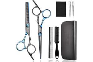 ‎FCYSY Friseurschere Haarschneideschere Effilierschere Set, Fcysy Friseur Scheren Professionell Haarschere set, Schere Haare Schneiden Frisör Schere Haarschere Kinder Hund Effilierschere Friseur Profi- Blau