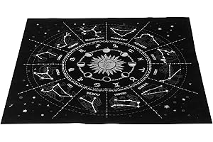 jojofuny Altar Tarot Tischdecke 12 Konstellation Pentagramm Tapisserie Astrologie Divination Karte Tuch Tisch Läufer Tischset Für Home Wohnheim Glück (Schwarz)