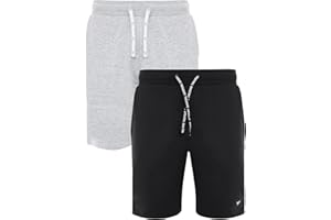 Threadbare Men's 2 Pack, Assorted Cotton Blend Micro Fleece Shorts Joggers Jogging Bottoms Lounge Pants