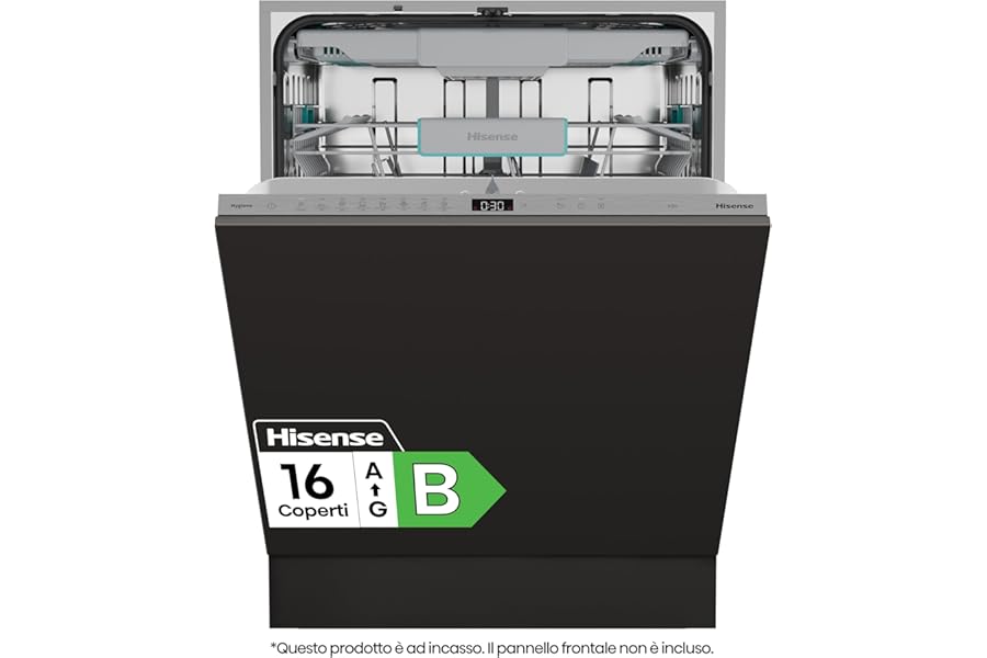 Hisense HV16B, Built-in Dishwasher, Class B, 16 Places, 40db, 8 Programs, Touch Control, Fast Cleaning, Automatic Door Opening, Remaining Time Indicator, 9.5L