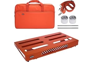 GOKKO Large Guitar Pedal Board 22” x 12.6” with Carrying Bag, Built-in Power Supply Mounting Plate (Vibrant Orange)