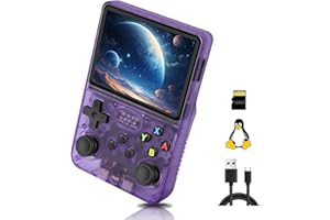 LIDOUYA R36S Handheld, 3.5 Inch IPS Screen Linux System, Handheld Spielkonsole unterstützung WiFi online schlachten, mit 10000+ Klassische Spiele, 128G, Transparent Violett
