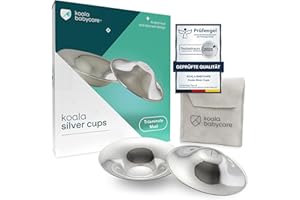 Koala Babycare Silberhütchen - 2 Stück - Stillhütchen Maxi-Größe Silber für maximale Resistenz - Brustwarzenschutz für empfindliche und schmerzende Brustwarzen