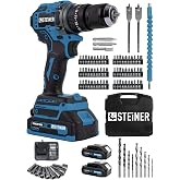 STEINER 21v &Ccedil;ift Ak&uuml; K&ouml;m&uuml;rs&uuml;z Motor &Ccedil;elik Mandren Darbeli Ak&uuml;l&uuml; Vidalama Şarjlı Matkap (84 Par&ccedil;a Usta Set)