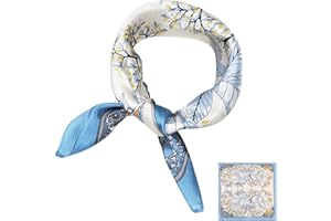 ZhaoCo 100% Natürliche Maulbeerseide Schal, 53x53cm Seidentuch Grafikdruck Klein Weich Quadratisch Seidenschal für Damen