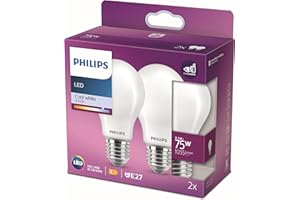 Philips ampoule LED Equivalent 75W E27 Blanc froid non dimmable, verre, lot de 2