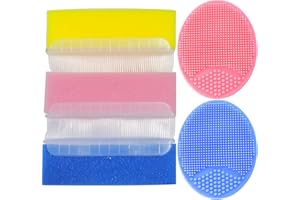 MR LION Baby Bath Brush, Baby Bath Scrubber, Cradle Cap Brush, Baby Bath Sponge Brush, Silicone Scrubbers Exfoliator Brush | Baby Care Essential for Dry Skin, Cradle Cap (Blue&Pink&Yellow)