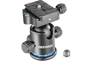 NEEWER Testa a Sfera per Treppiede 36MM Panoramica a 360° Piastra a Sgancio Rapido Arca, Vite 1/4" Filettato 3/8", Carico Massimo 17,6 lb/8 kg, per Monopiede, Fotocamera DSLR, Videocamera (Blu)