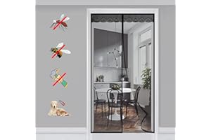 KSITH- Fly Zanzariera Magnetica per Porta Traspirante Magnetico Chiusura Automatica Zanzariera Porta Facile da Installare, per Balcone Soggiorno corridoi Porte Windows- Black-C|| 105x245cm(41x96inch)