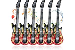 BONHHC 6 Pièces Guitare Gonflable , Instrument Gonflable , Guitare Gonflable pour Enfants , Gonflable Guitar Rock pour Carnaval , Accessoires de Cabine Photo , Accessoires de Fête Rock - 100 cm