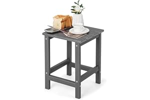 ‎COSTWAY COSTWAY Beistelltisch, Kleiner Gartentisch aus UV-beständigem Kunststoff, Balkontisch wetterfest, für Terrasse, Balkon, Garten, 35,5 x 35,5 x 46,5 cm, Grau