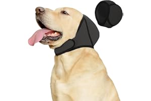 AkoSlale Dog Calming Ear Wrap with Noise Reduction – Anxiety Soothing Headgear for Grooming, Thunder, Fireworks & Bathing – Noise-Muffling Ear Cover for Large Dogs (Gray)