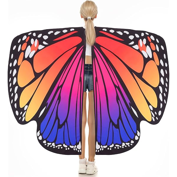 Schmetterlingskostüm Für Damen - Doppelseitig Bedruckte Flügel, Mit Antennen & Maske, Für Halloween & Partys