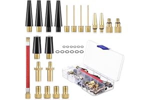 RUBESSIA Adaptador Presta Schrader, 33 Piezas Adaptador de Valvula Bicicleta, DV AV SV Bicicleta Válvula Adaptador con Manguera de Inflado, Adaptador Valvula Bicicleta Fina a Gorda con Caja de Almacenamiento