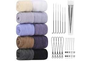 luokefe Wool for Felting, 10 Colors Felting Wool, 100g Wool Roving for Needle Felting, Felting Wool Assorted Colors in Dark Series, Felting Kits for Beginners Adults with Felting Needles