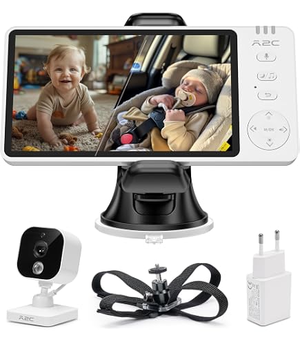 Caméra Moniteur Voiture Bébé 12.7cm - 2 Caméras HD 1080p Vision Nocturne 150°