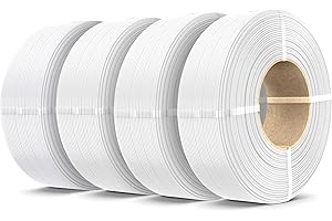 SUNLU 4KG PLA+2.0 3D Printer Filament Refill, High Toughness PLA+ Filament Bundle, No-Spool 3D Filaments Refill 1.75mm for Reusable Spools Compatible with Bambu Lab 3D Printers, 1KG/Roll, White*4