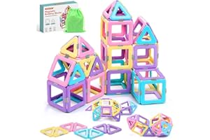 ECHOCUBE Magnetic Building Blocks, 40 PCS Magnetic Tiles Construction Toys for Kids, Creative Learning Magnetic Blocks Gift Set for 3+ Year Old Boys and Girls