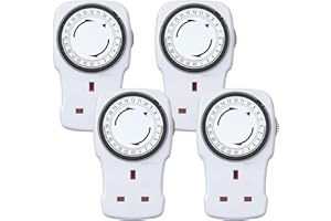 24 Hour Mechanical Timer Plug Socket UK, G-Homa Energy Saving Plug-in Segment Timer Switch with Programmable Time Controller for Indoor Lights, Lamps and Home Appliances, CE Listed (4 Pack)